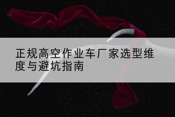 瑞丽高空作业车厂家-正规选型维度与避坑指南